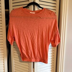 Elan Coral Short-Sleeve Cropped Top
